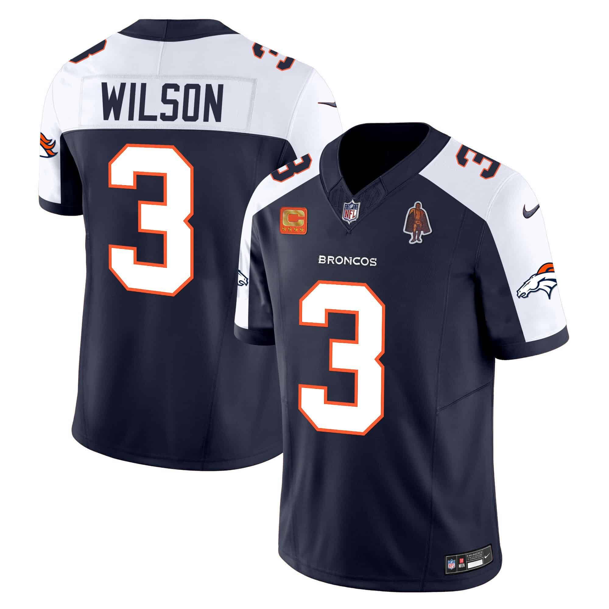 Men Denver Broncos 3 Wilson Blue 2024 Nike Vapor Limited NFL Jersey style 1